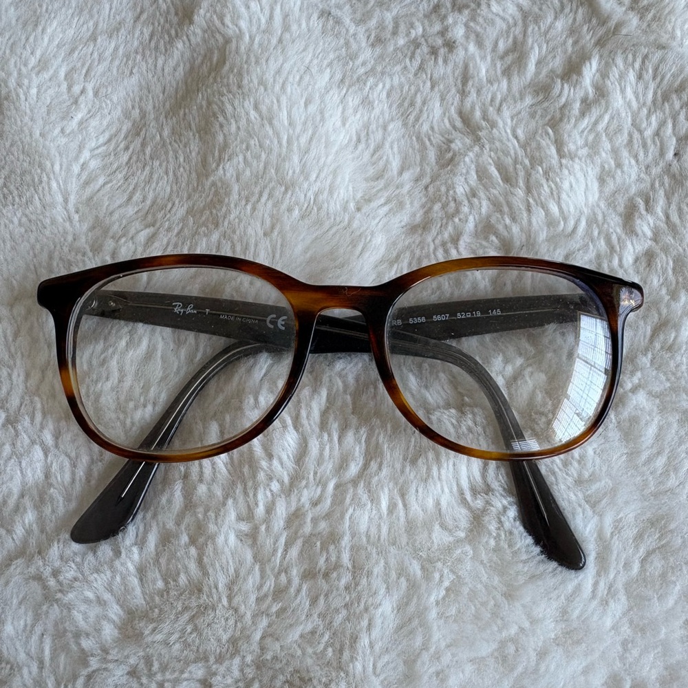 Ray-Ban Brown Tortoiseshell Round-Angled Eyeglass Frames
